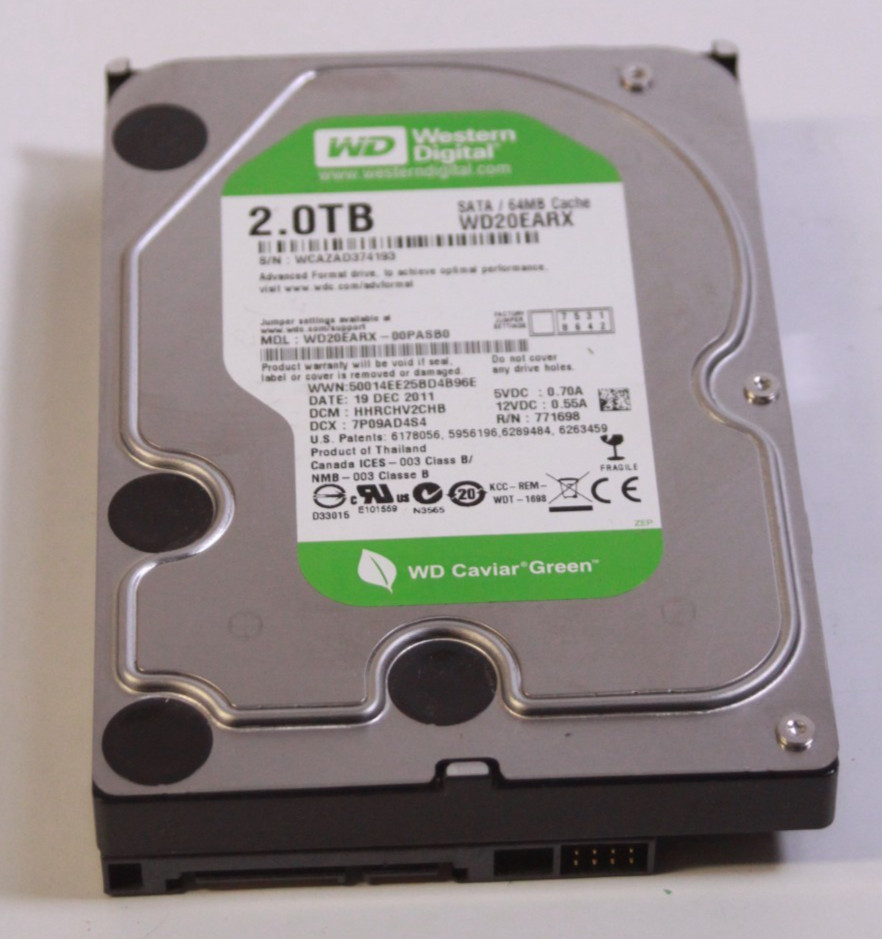 Western Digital WD20EARX-00PASB0 WD Green 2TB 3.5" 5400 RPM 6Gb/s SATA HDD