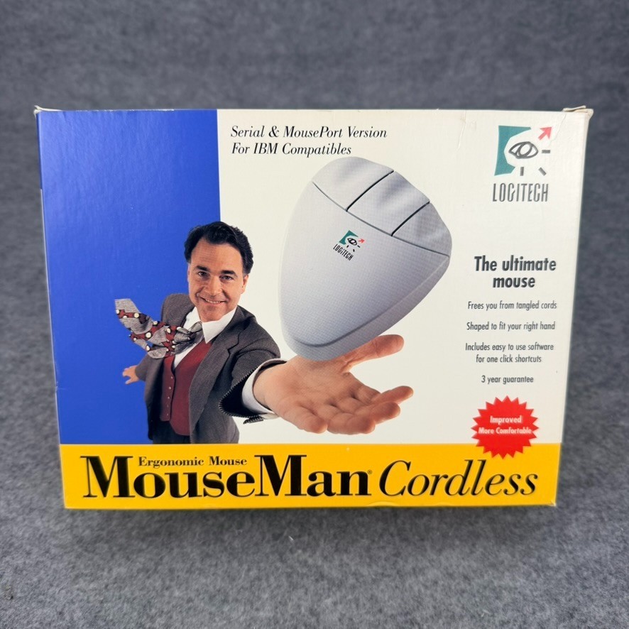 Vintage Logitech Model 1163  MouseMan Cordless Computer Mouse Complete