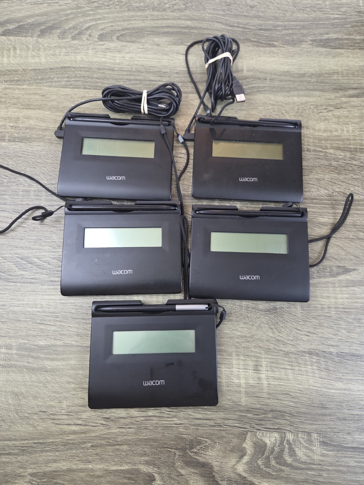 Lot of 5 Wacom STU-300/01 USB LCD Signature Tablet