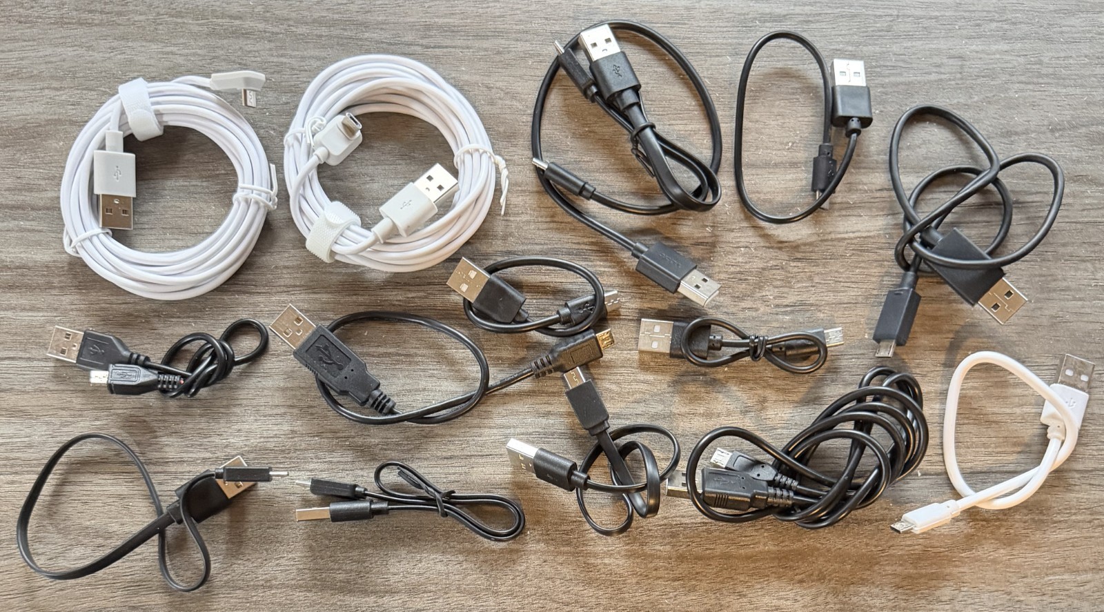 Lot of x15 - USB 2.0 Type A Male to Micro USB Male Cable Various Lengths Sizes