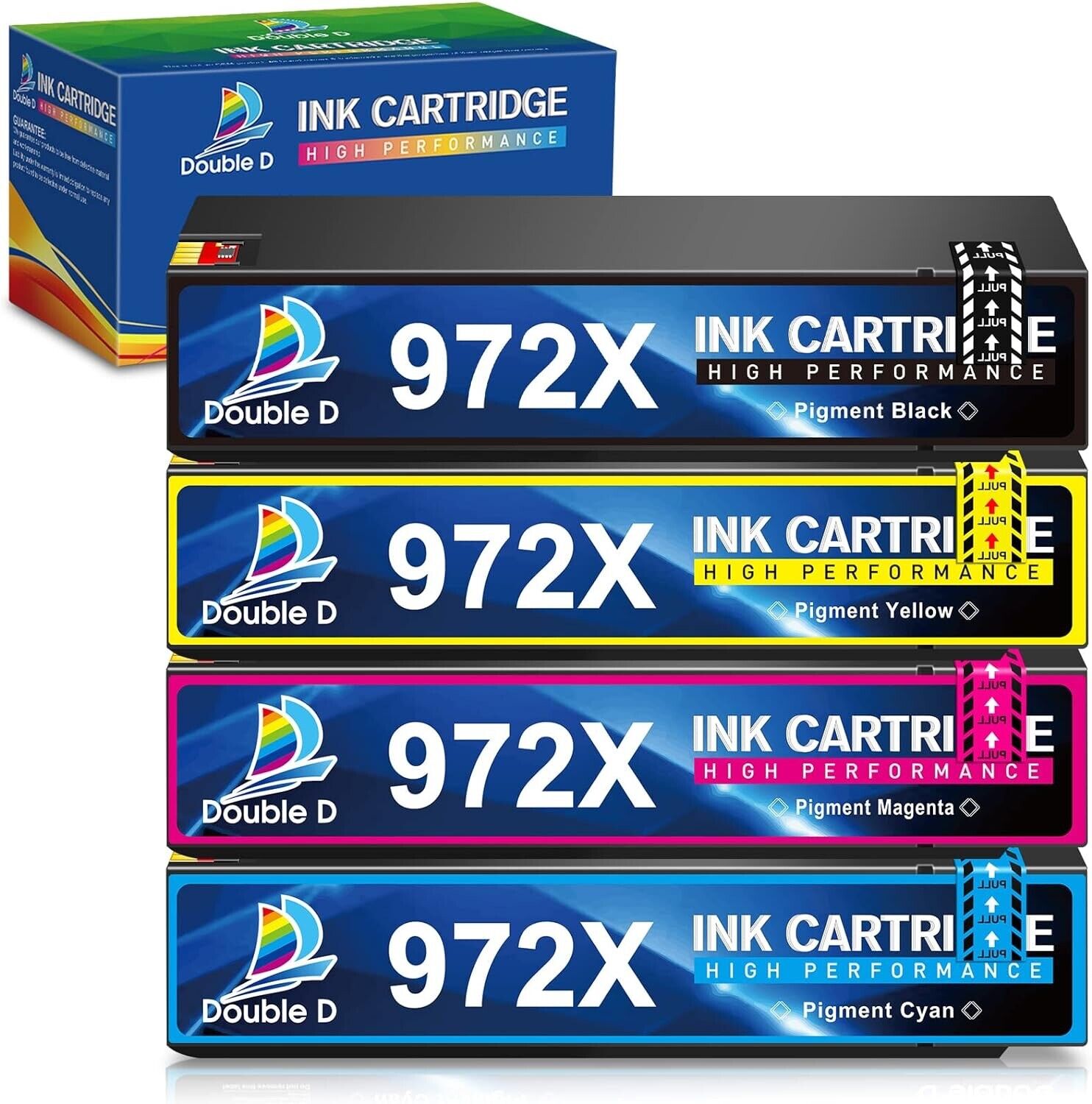Compatible 4PK HP 972X HY Color Ink Cartridges: black Magenta blue Yellow
