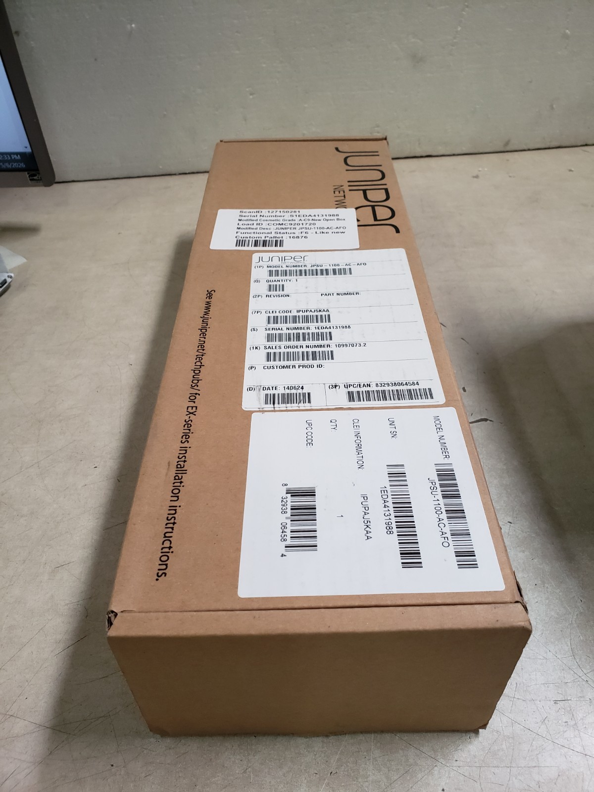 JUNIPER 1100W AC Power Supply JPSU-1100-AC-AFO