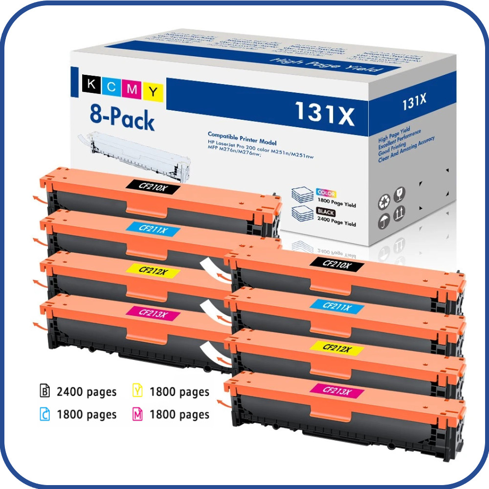 8pk Compatible 131A CF210A CF211A CF212A CF213A Toner For Laserjet M251nw M276nw