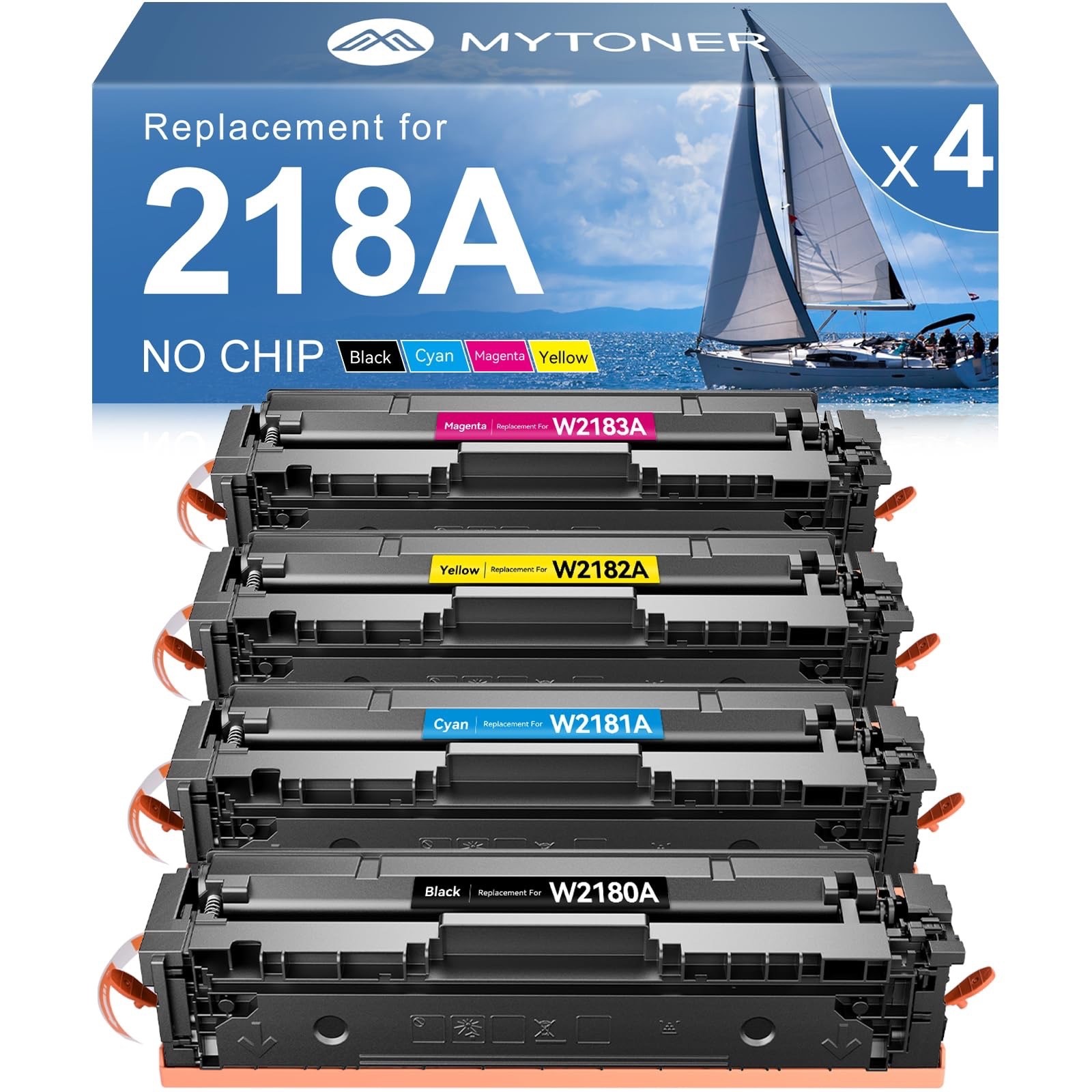 MYTONER 218A Toner Cartridges 4 Pack (NO CHIP) Compatible Replacement For HP 218