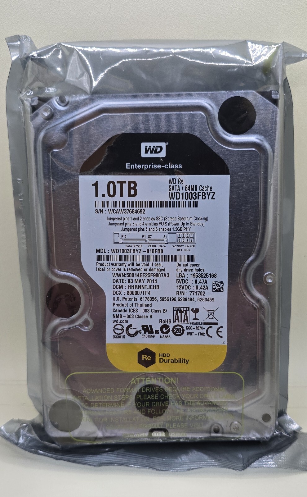 WD RE WD1003FBYZ WD1003FBYZ-010FB0 1TB 7200RPM 3.5 " SERVER HD - BRAND NEW