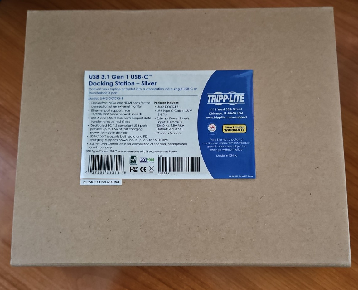 Tripp Lite U442-DOCK4-S USB C Docking Station (Open box - NEW)