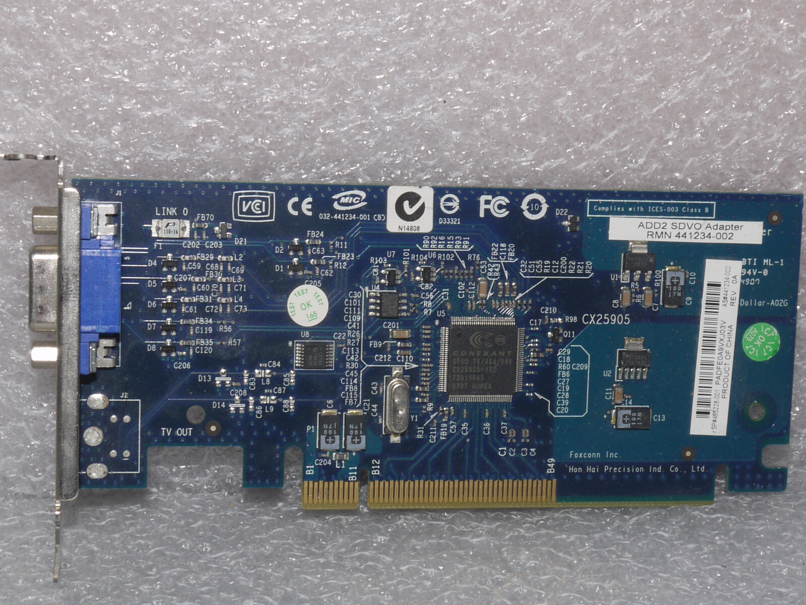 Foxconn HP 465228-001 SDVO/ADD2 PCIe Add-In Controller VGA Low Profile LP