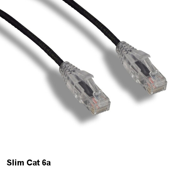 KNTK Black 3ft Slim Cat6a UTP Patch Cable 28AWG Ethernet RJ45 Network Snagless