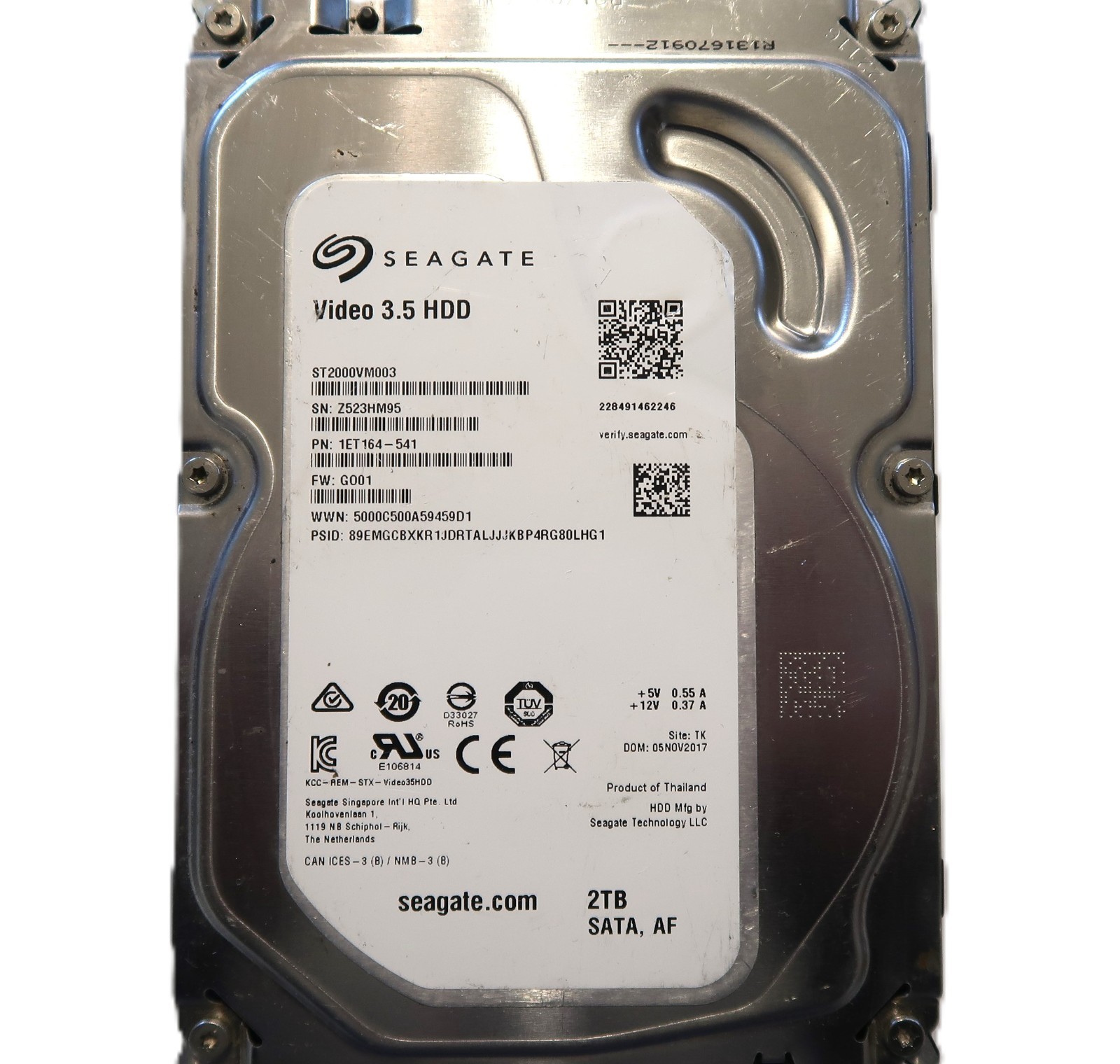 Seagate ST2000VM003 1ET164-541 GO01 (Z52) TK Thailand 3.5" 2TB Sata HDD NOV/2017