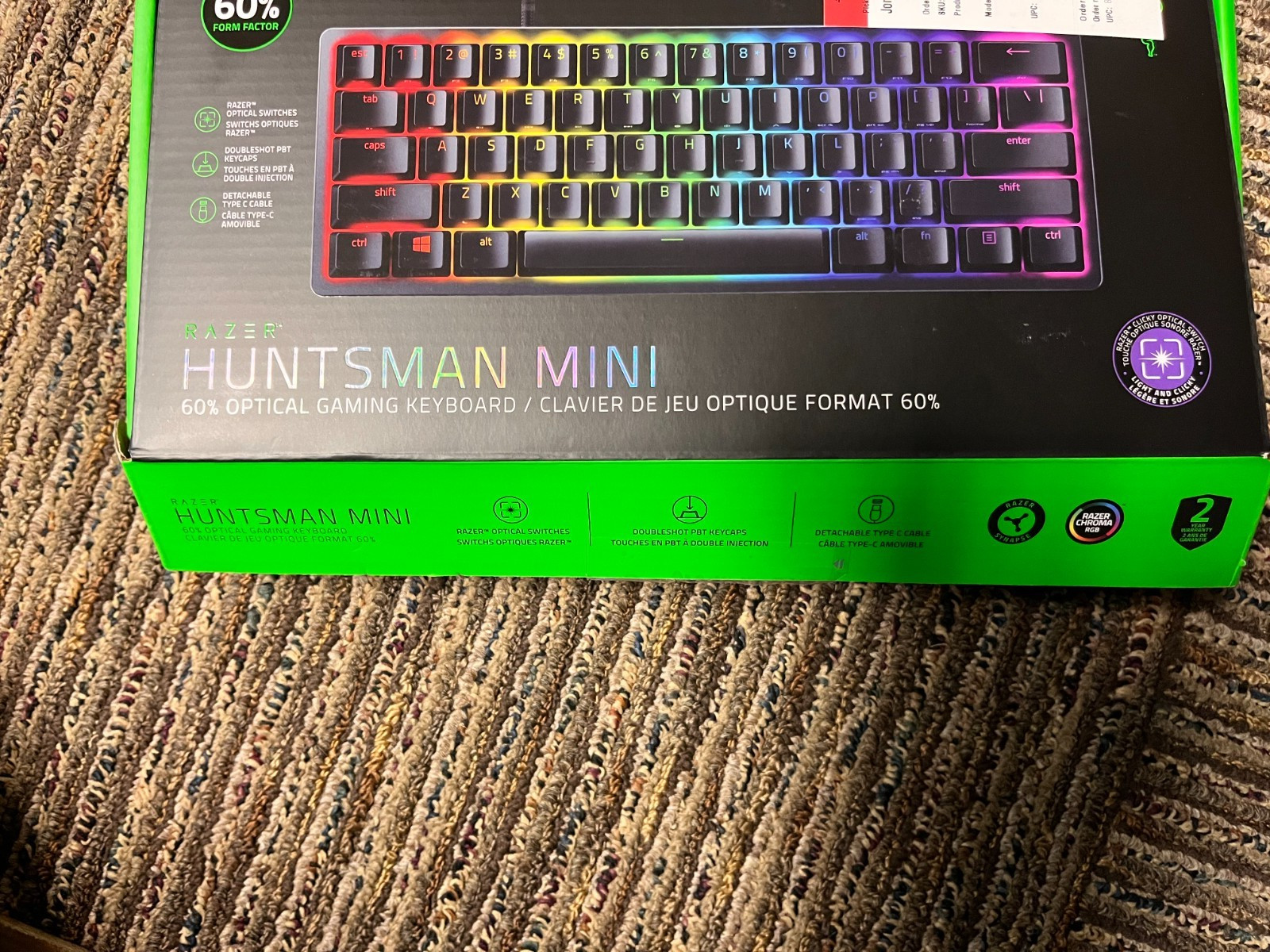 Razer Huntsman Mini 60% Keyboard - Optical Clicky Switches - Barely Used