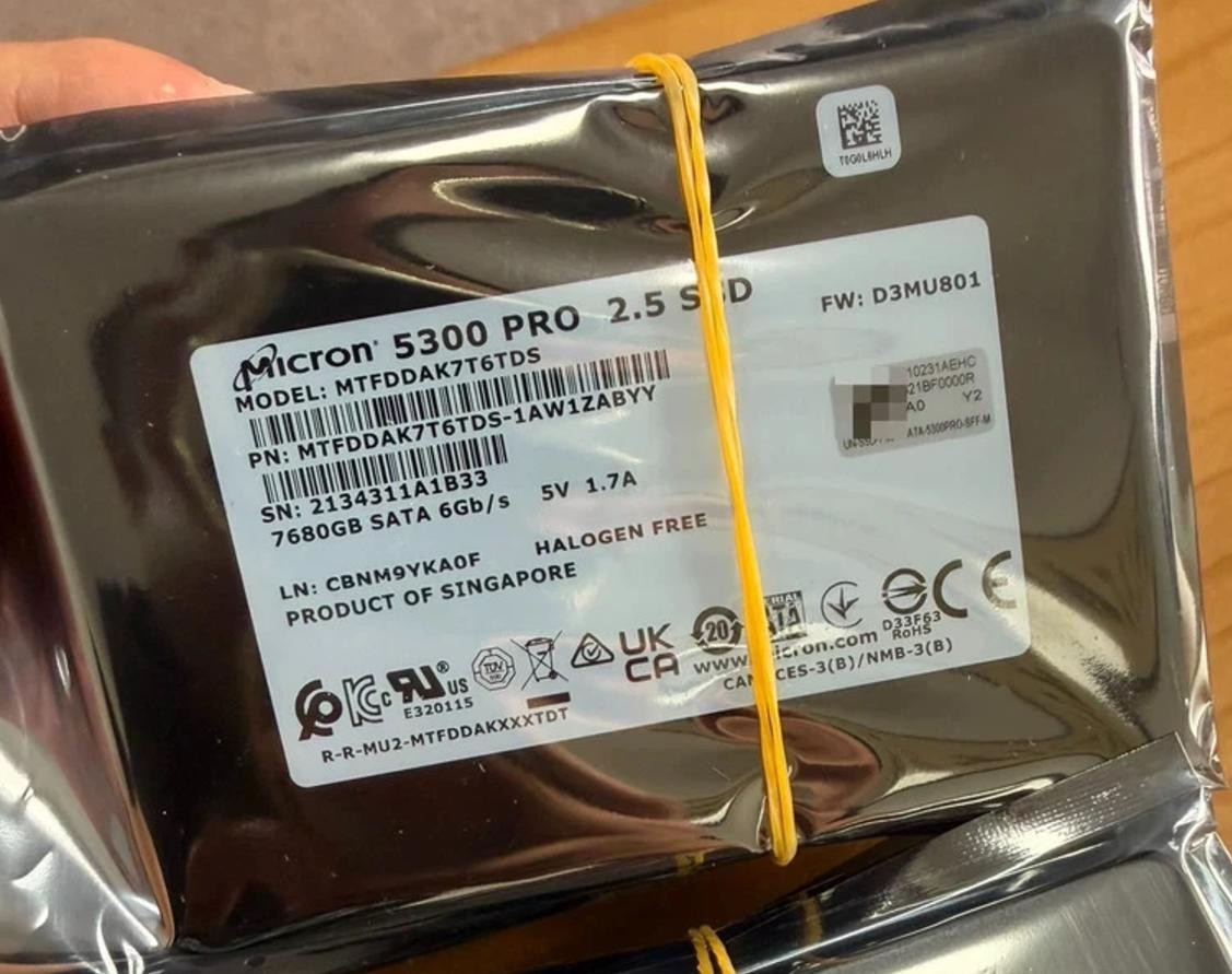 Micron 5300 PRO 7.68TB 2.5" SATA 6Gb/s MTFDDAK7T6TDS-1AW1ZABYY