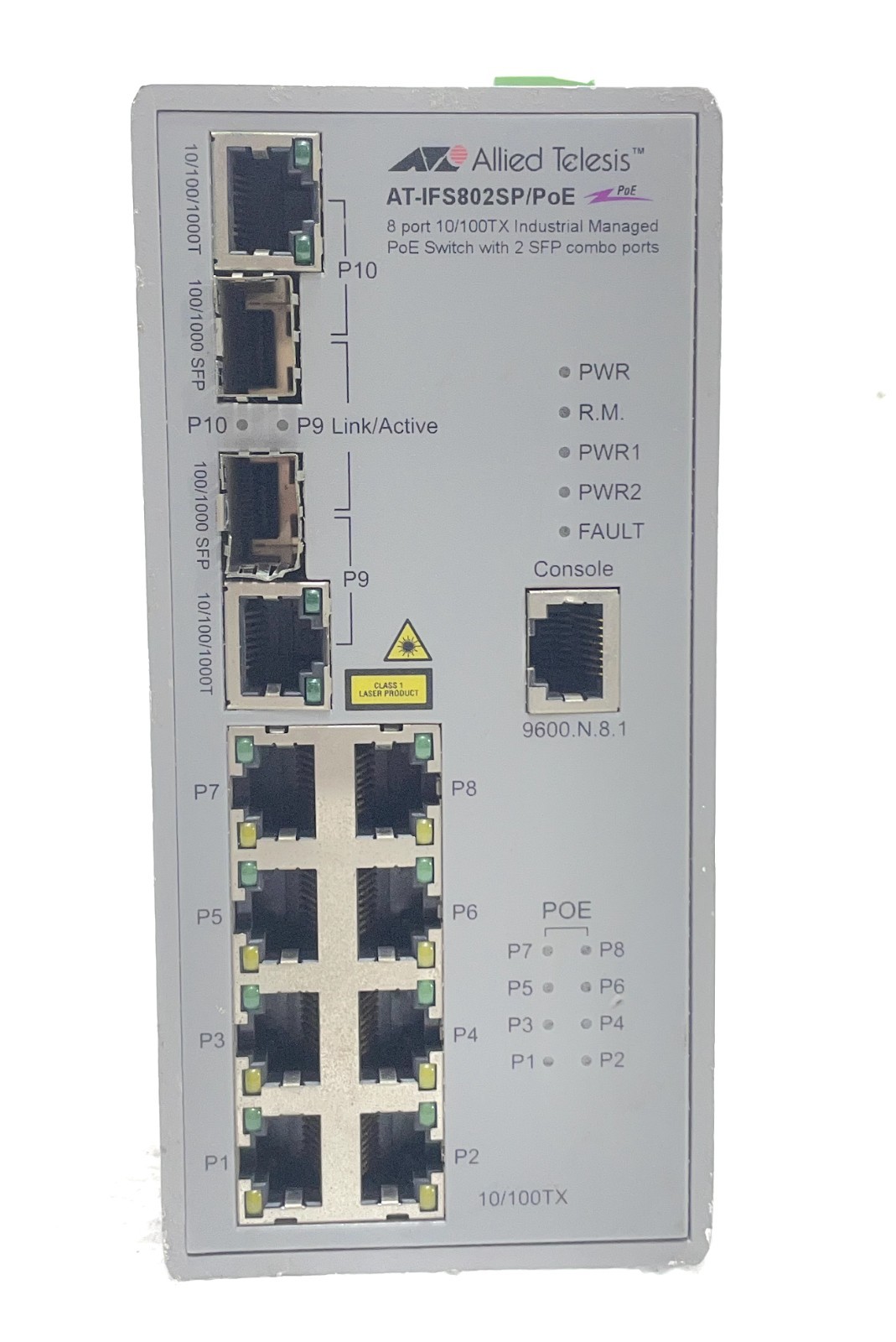 Allied Telesis AT-IFS802SP/PoE(W) 8-Port 10/100TX Industrial Ethernet 48VDC 3A 