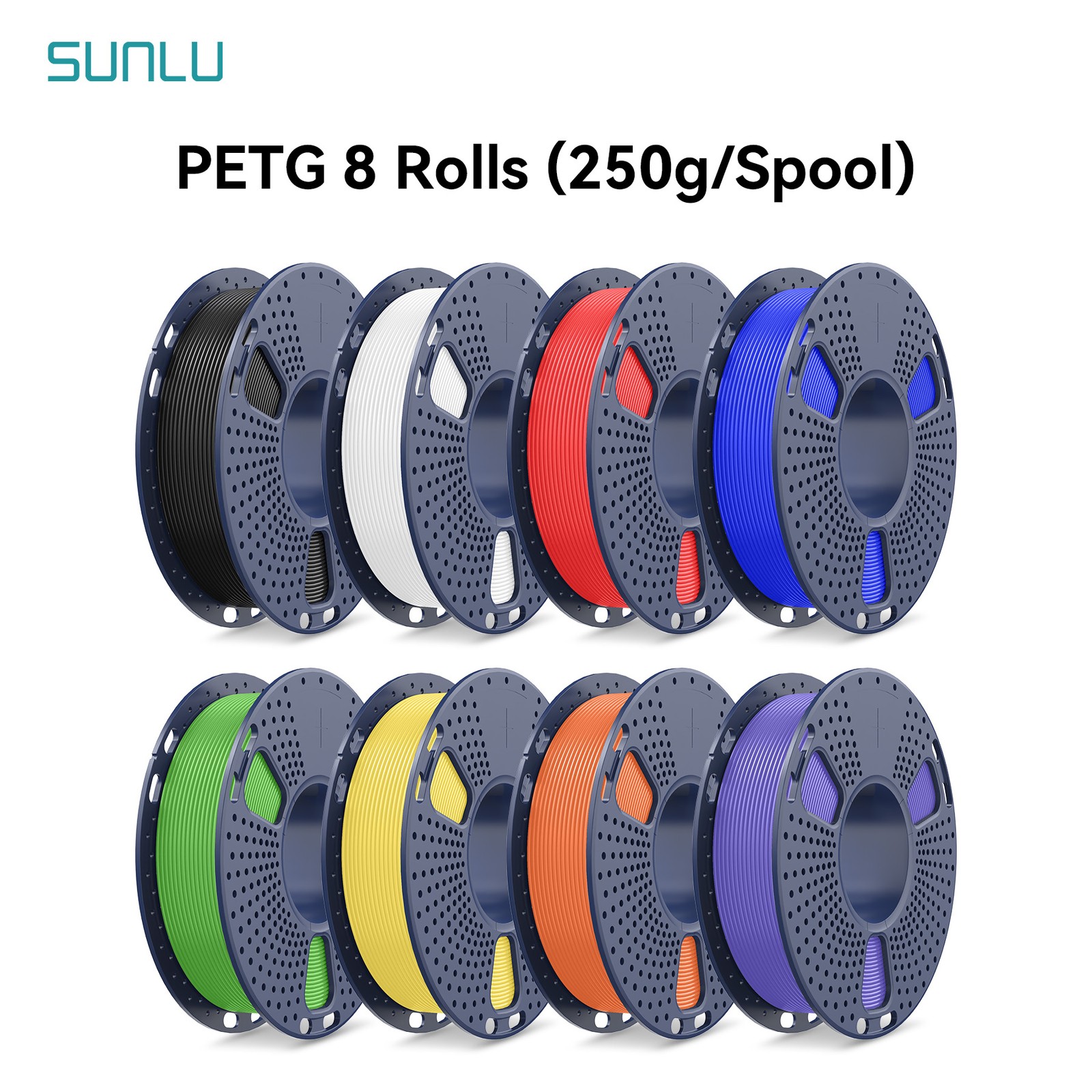 SUNLU PETG 3D Printer Filament 250g*8 1.75±0.02mm 1KG High Toughness Multicolor
