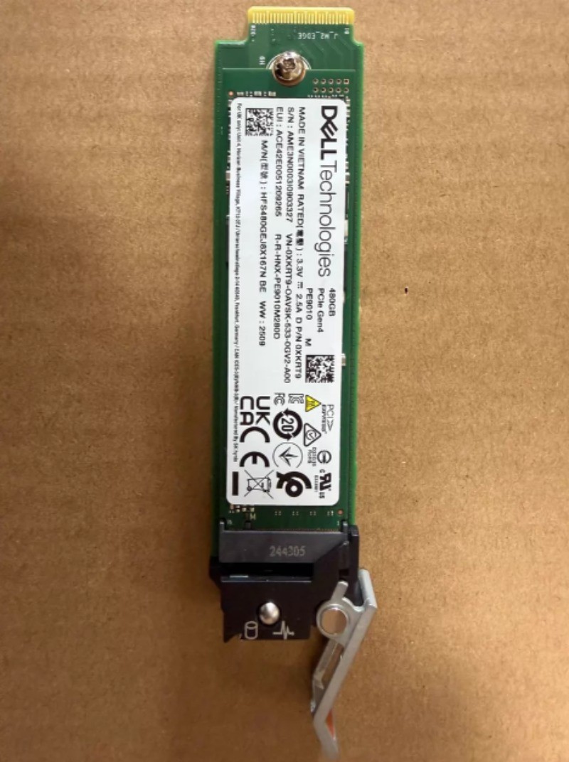 New Dell 480GB Gen4 NVMe M.2 2280 SSD XKRT9 Bare Drive Bulk Wholesale