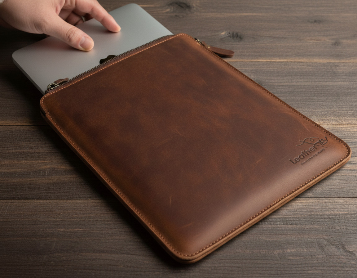 Genuine Leather MacBook Sleeve Case Fits Air & Pro 13-16 inch Brown color