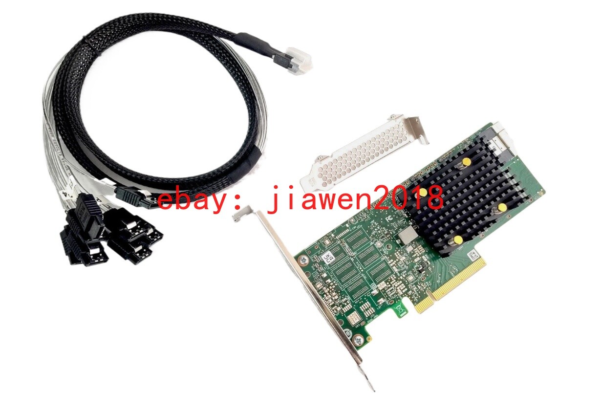 LSI 9500-8i Tri-Mode HBA IT Mode ZFS TrueNAS UNRAID + SFF-8654 TO SATA 8P Cable