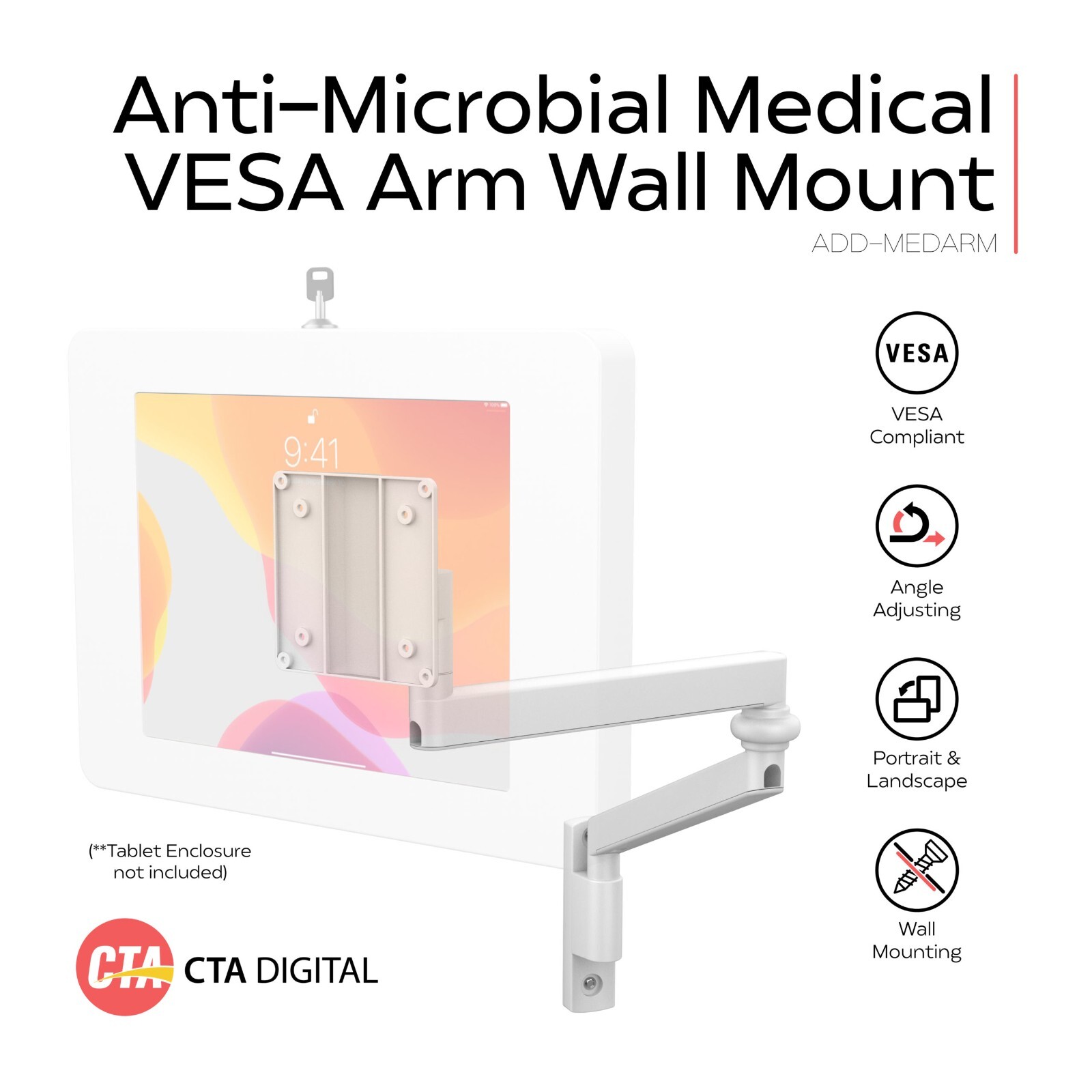 Medical Wall Arm Mount 75 x 75 Medical Offices Nurses Stations Labs CTA DIGITAL