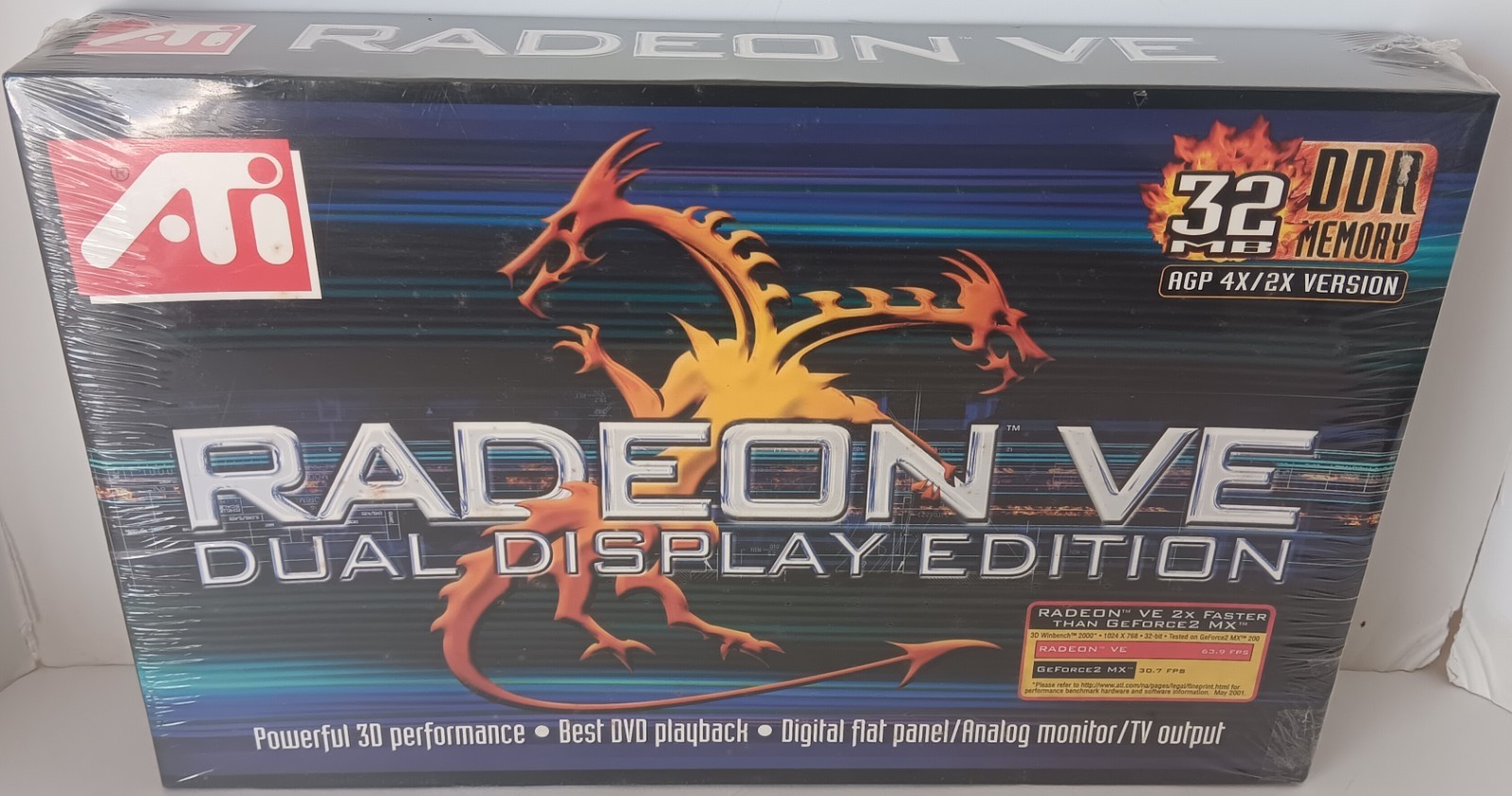SEALED ATI Radeon VE Dual Display AGP VGA Graphics Card 32mb NOS 109-77100-00B