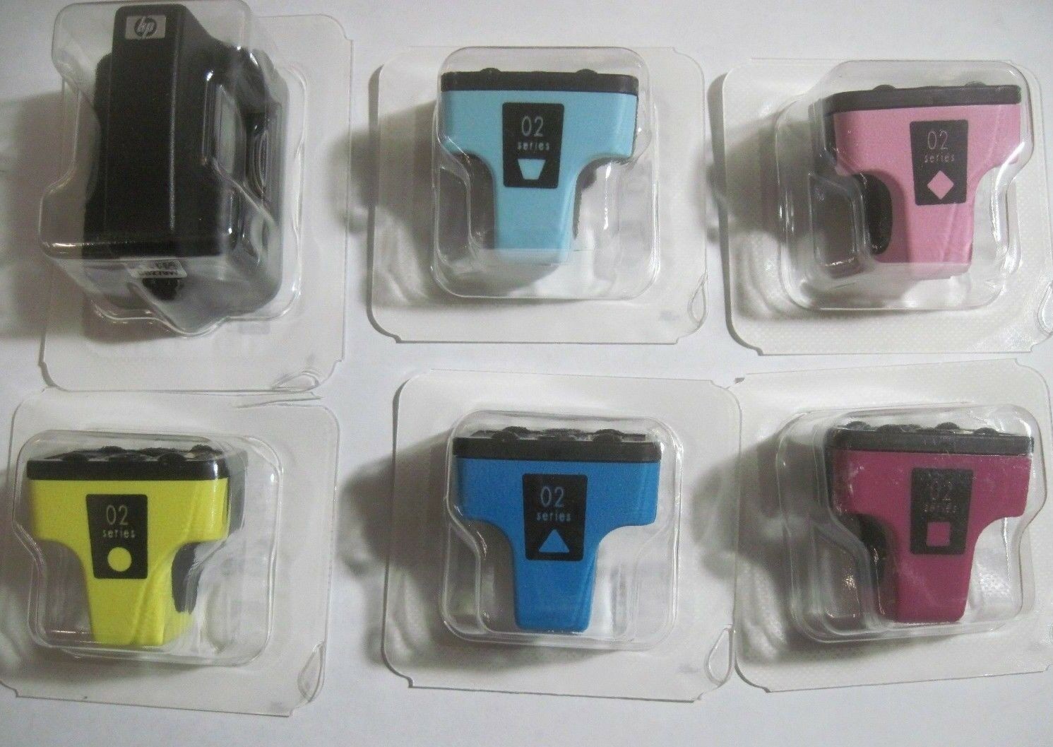 Set 6 NEW Genuine SEALED HP 02 Inkjet Cartridges K C M Y LC LM NO BOXES