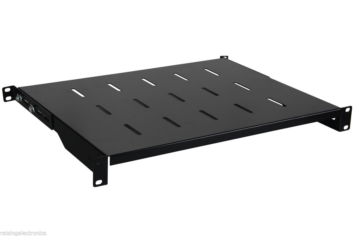 Raising 1U Black 14" (350mm) deep Cantilever Server Shelf Vented Rack Mount 19"