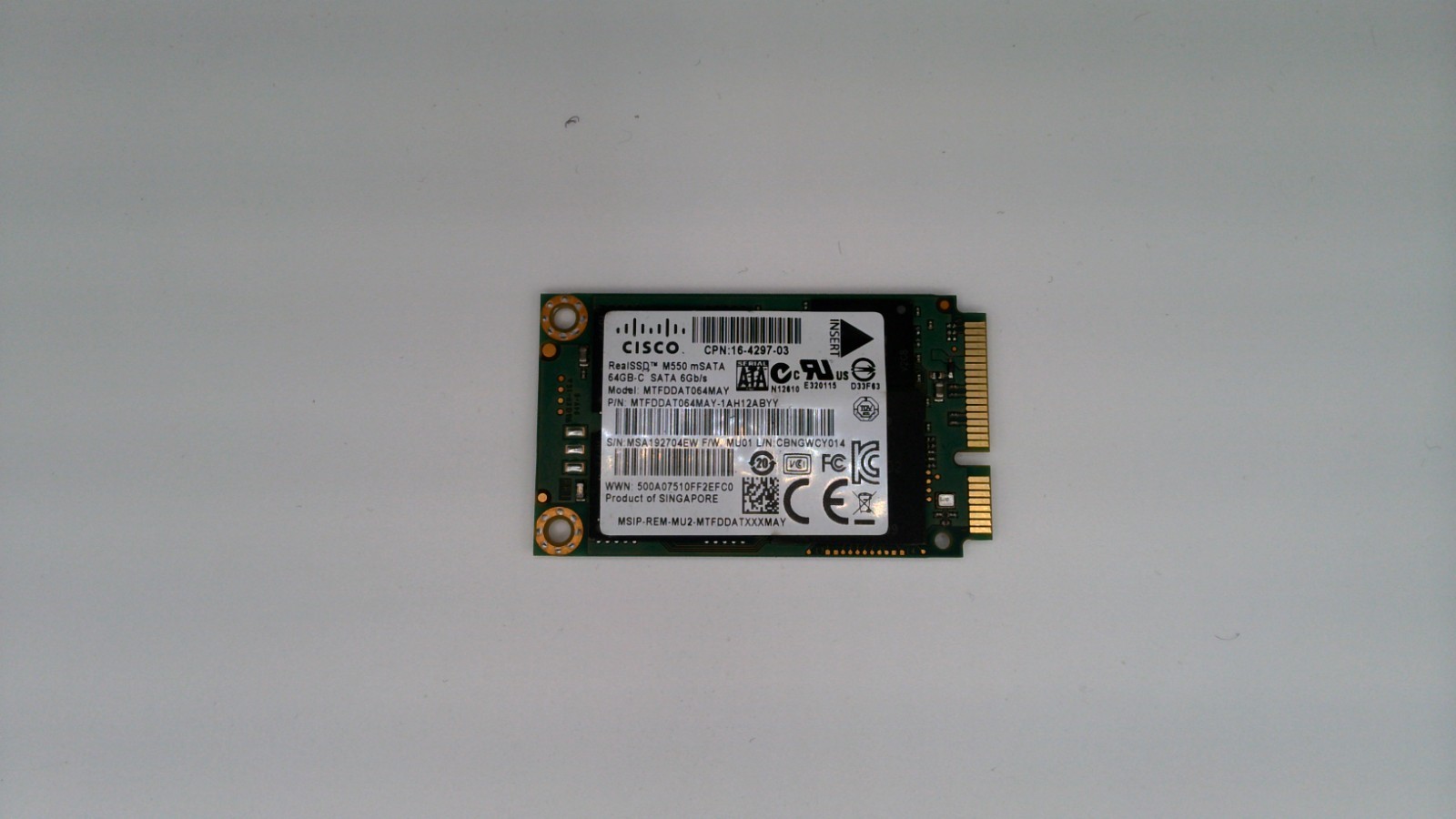 Cisco 16-4297-03 64GB-C SATA 6Gb/s (M550 mSATA) MTFDDAT064MAY