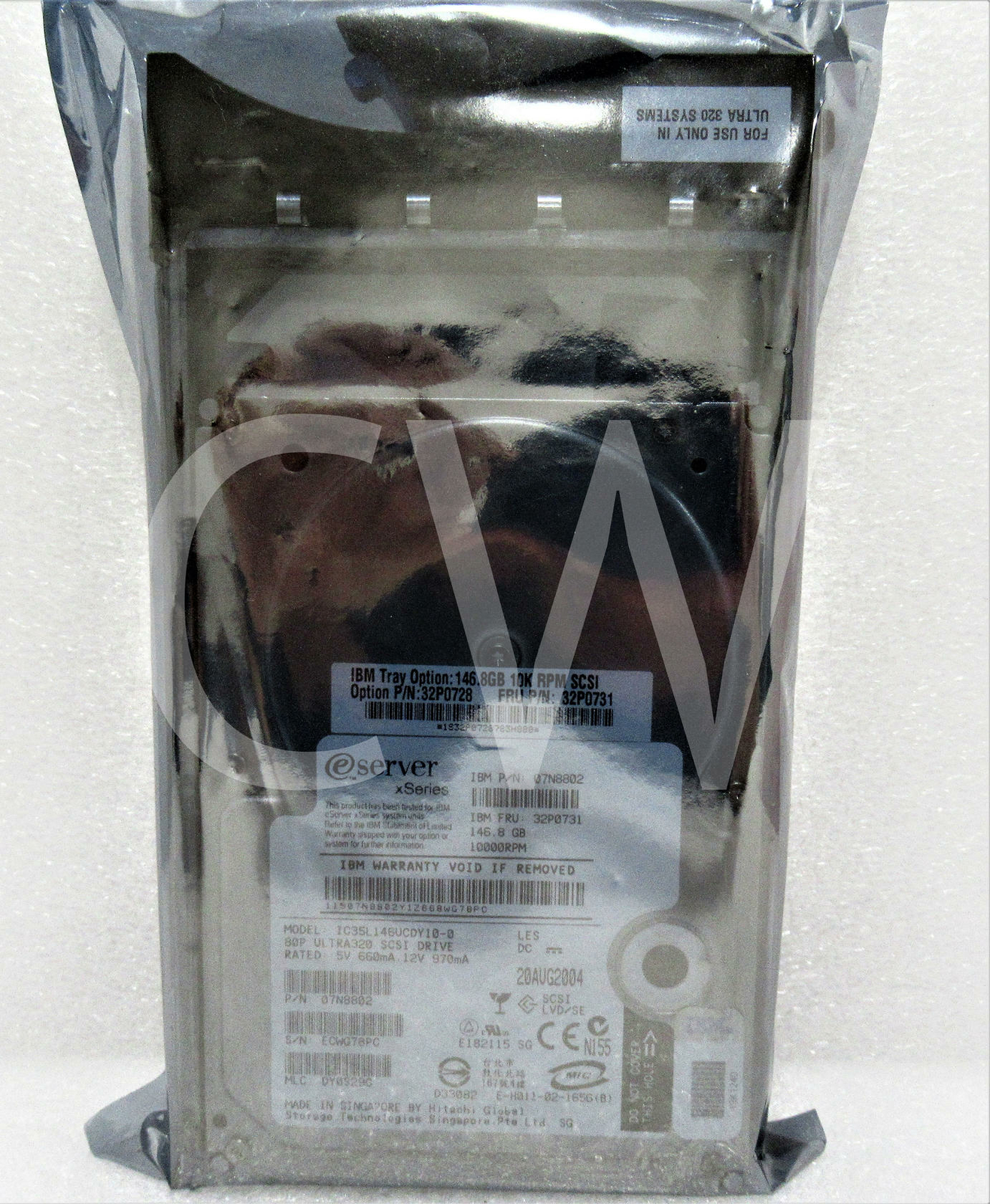 32P0728 32P0731 07N8802 IBM 146.8GB Ultra-320 SCSI 80-Pin HS 3.5" HDD Hard Drive