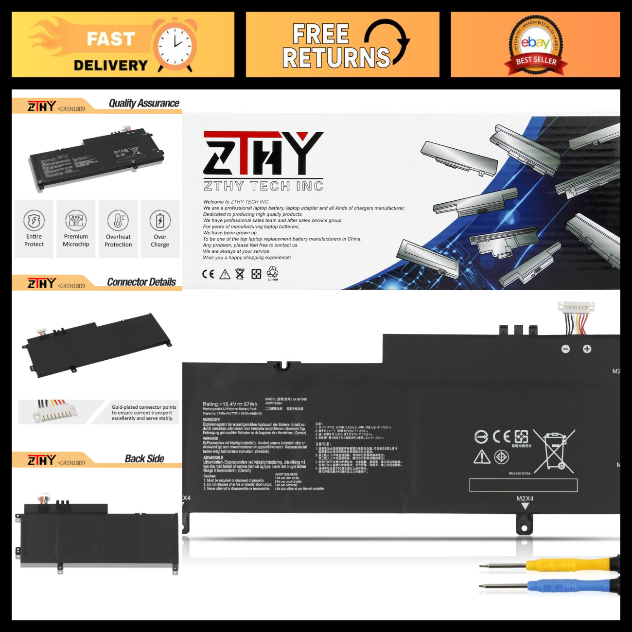 High-Capacity Laptop Battery for Asus Zenbook Flip 15 UX562 UX562FN Q536F - Fast