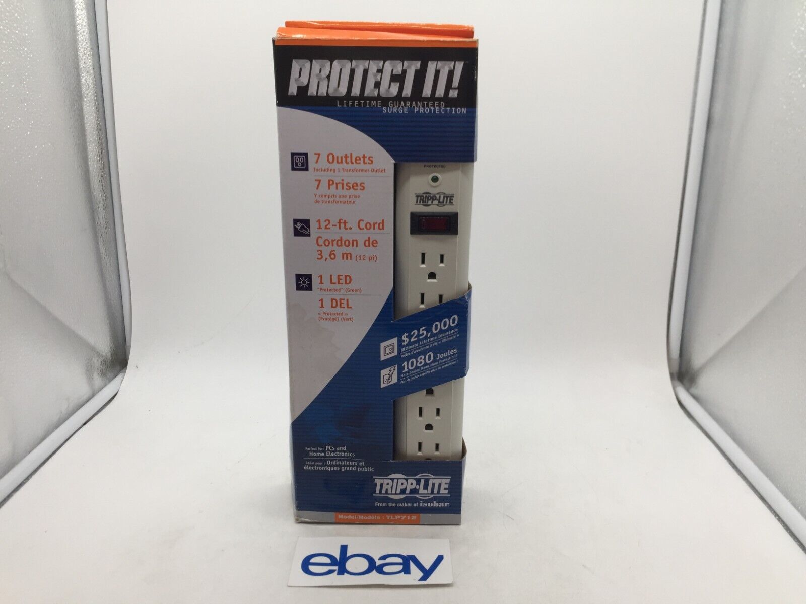 NEW Tripp-Lite TLP712 12-ft Cord 1 LED 7 Outlet Surge Protectors FREE S/H