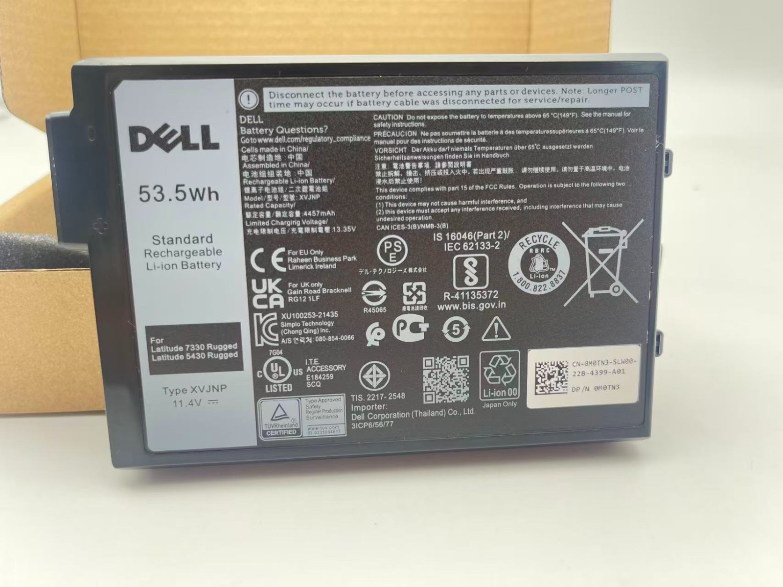 OEM Genuine 53.5WH XVJNP Battery ForDell Latitude 5430 7330 Rugged Extreme 6JRCP