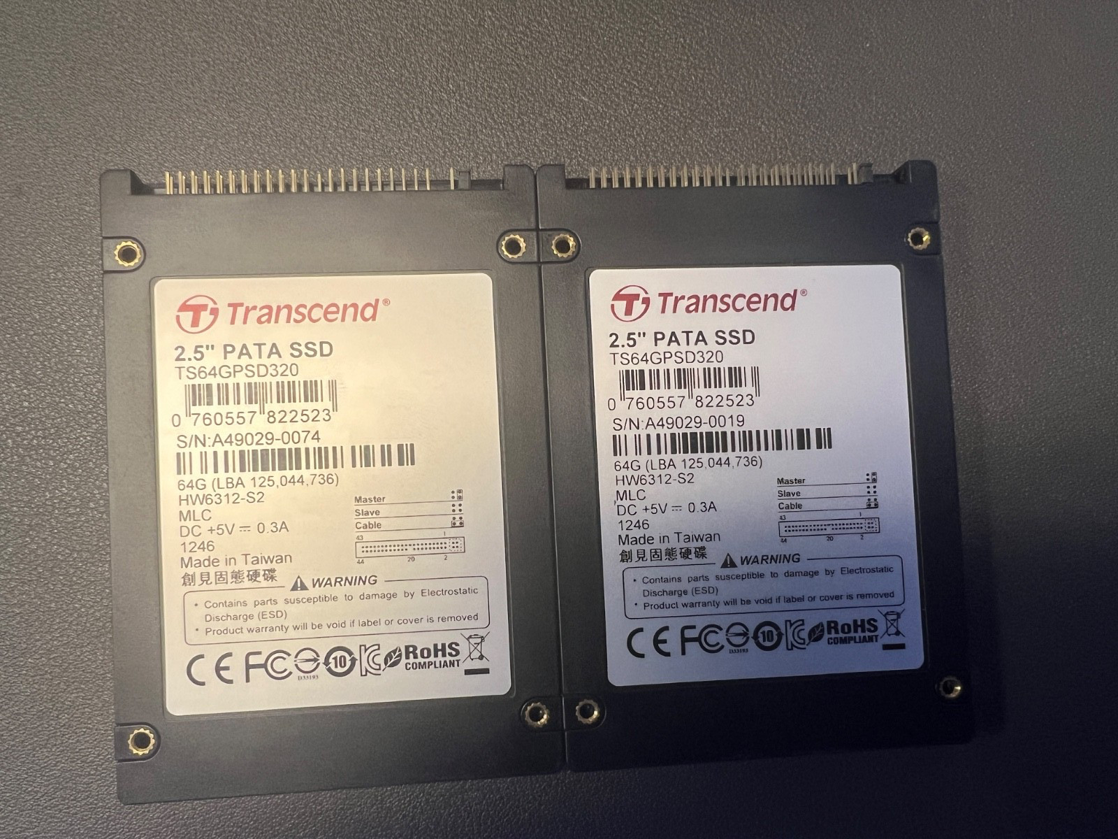Transcend TS64GSSD25S-M Solid-State Drive-64GB PATA-LOT OF 2