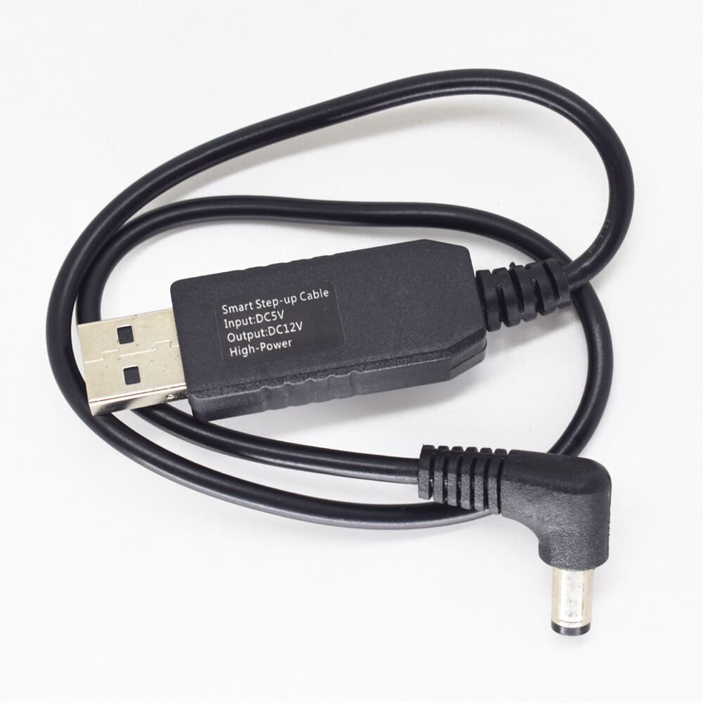 50pcs 40cm USB 2.0 A Male 5V to 12V Right Angle DC 5.5x2.1mm Male Step-Up Cable