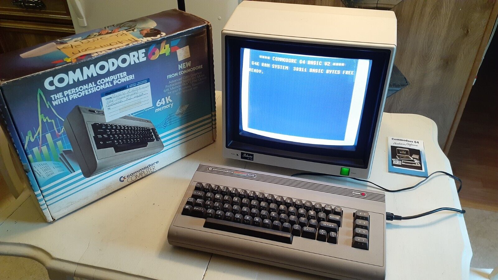 Commodore 64 Personal Computer Keyboard W/Box, Power Cord, Tested/Works