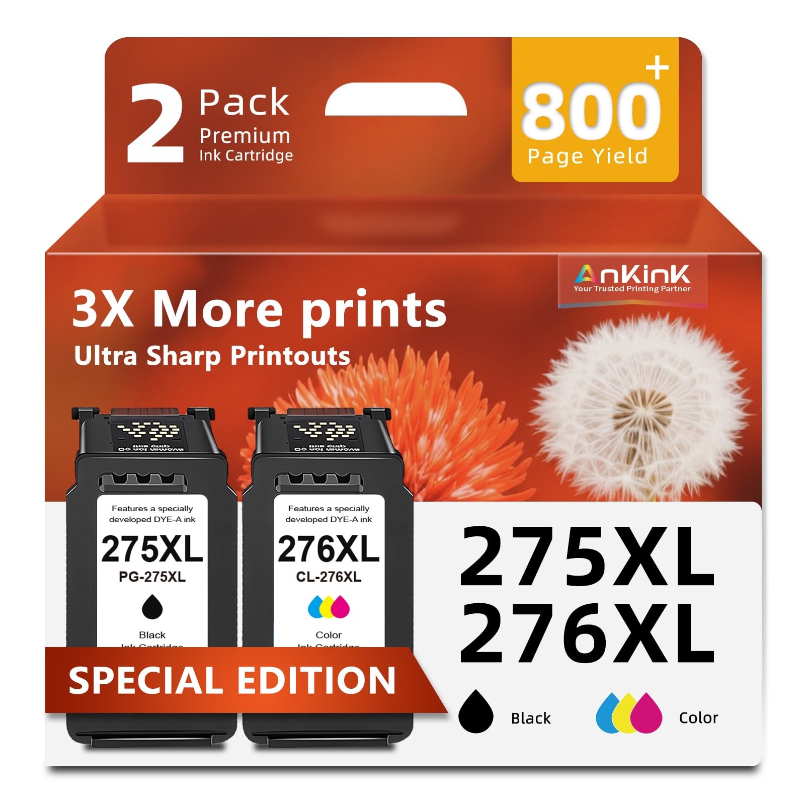 Ankink 275XL 276XL Combo Pack Ink Replacement for Cannon 275 and 276 Ink cart...