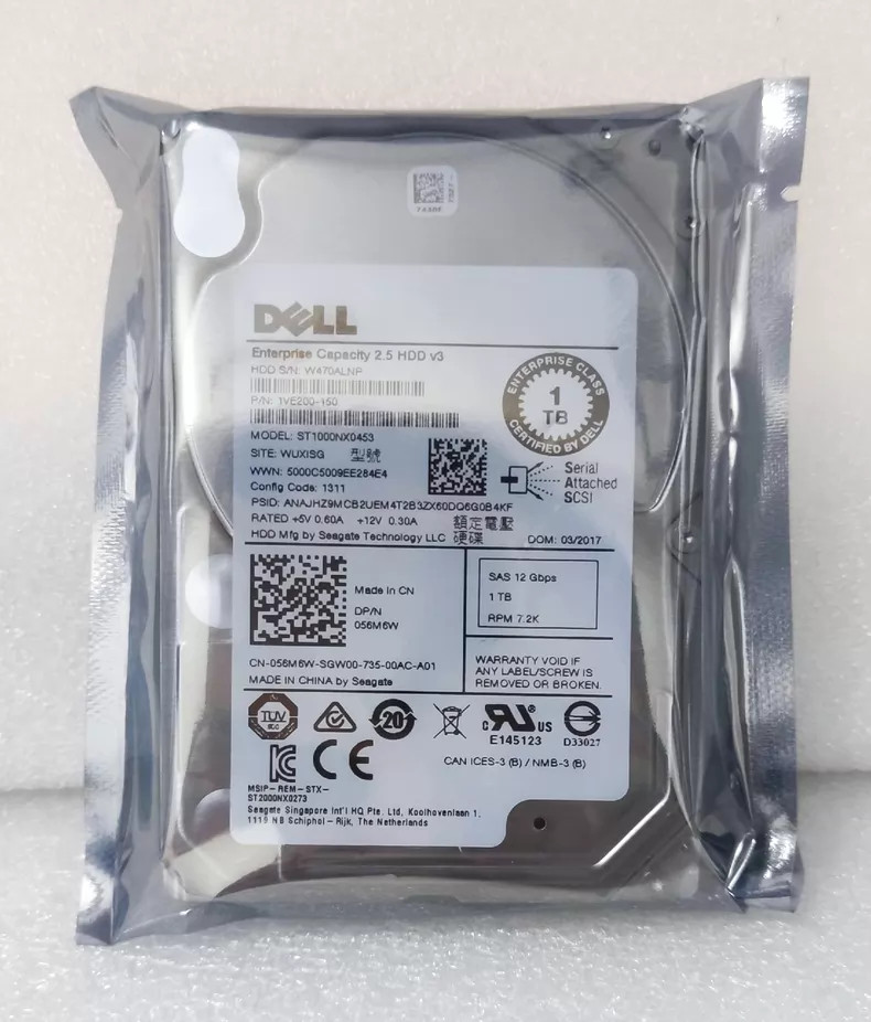 056M6W DELL 56M6W ST1000NX0453 1TB 7.2K 12G 2.5" SFF SAS Hard Drive HDD