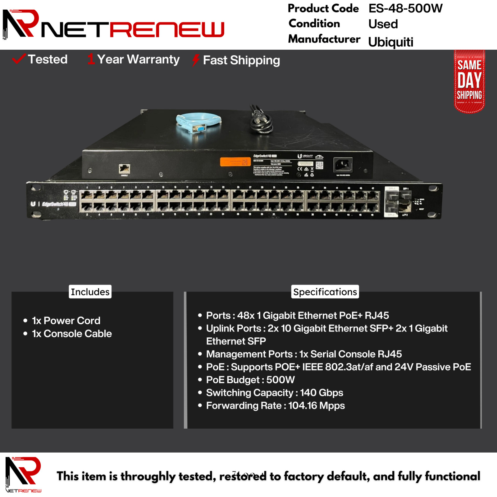 Ubiquiti ES-48-500W GbE Switch