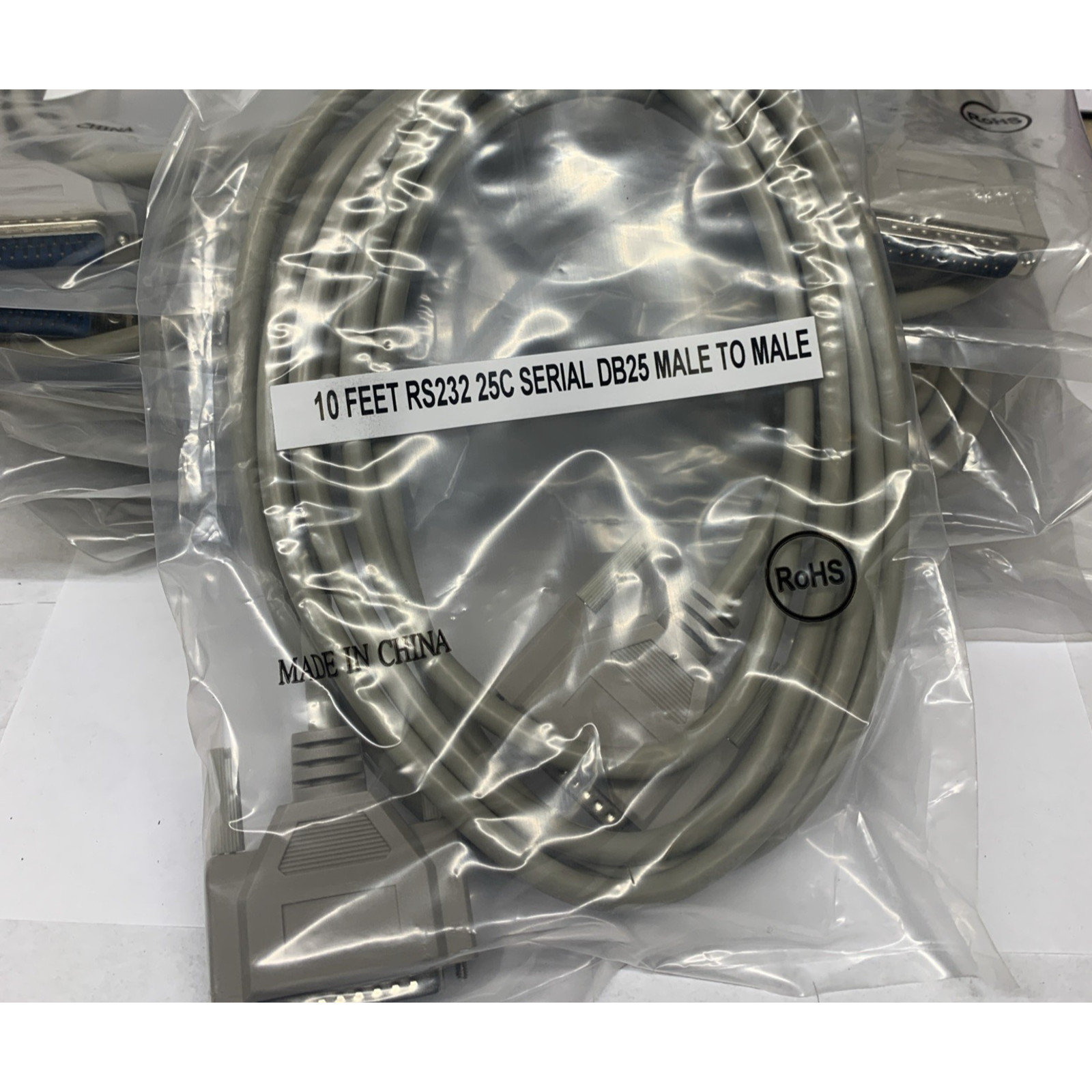 LOT of 9 x 10ft Serial Cable DB25 Male to DB25 Male RS-232 Printer Scanner DTE