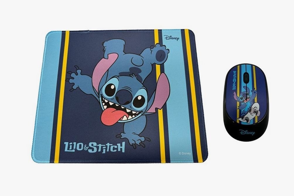 Disney Stitch Wireless Mouse and Mousepad Bundle With Ergonomic Design