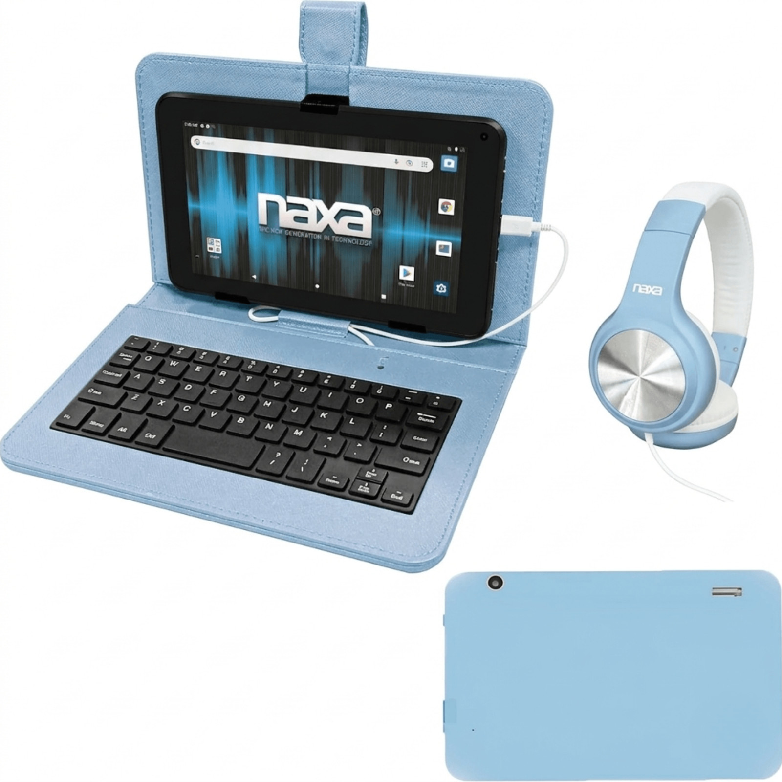Naxa 10.1″ Core Android 11 Tablet Kit Blue - Refurbished Grade Very Good