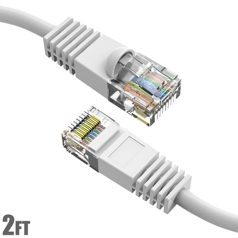 2FT Cat5E RJ45 Ethernet LAN Network UTP Patch Cable Snagless Gold 24AWG White
