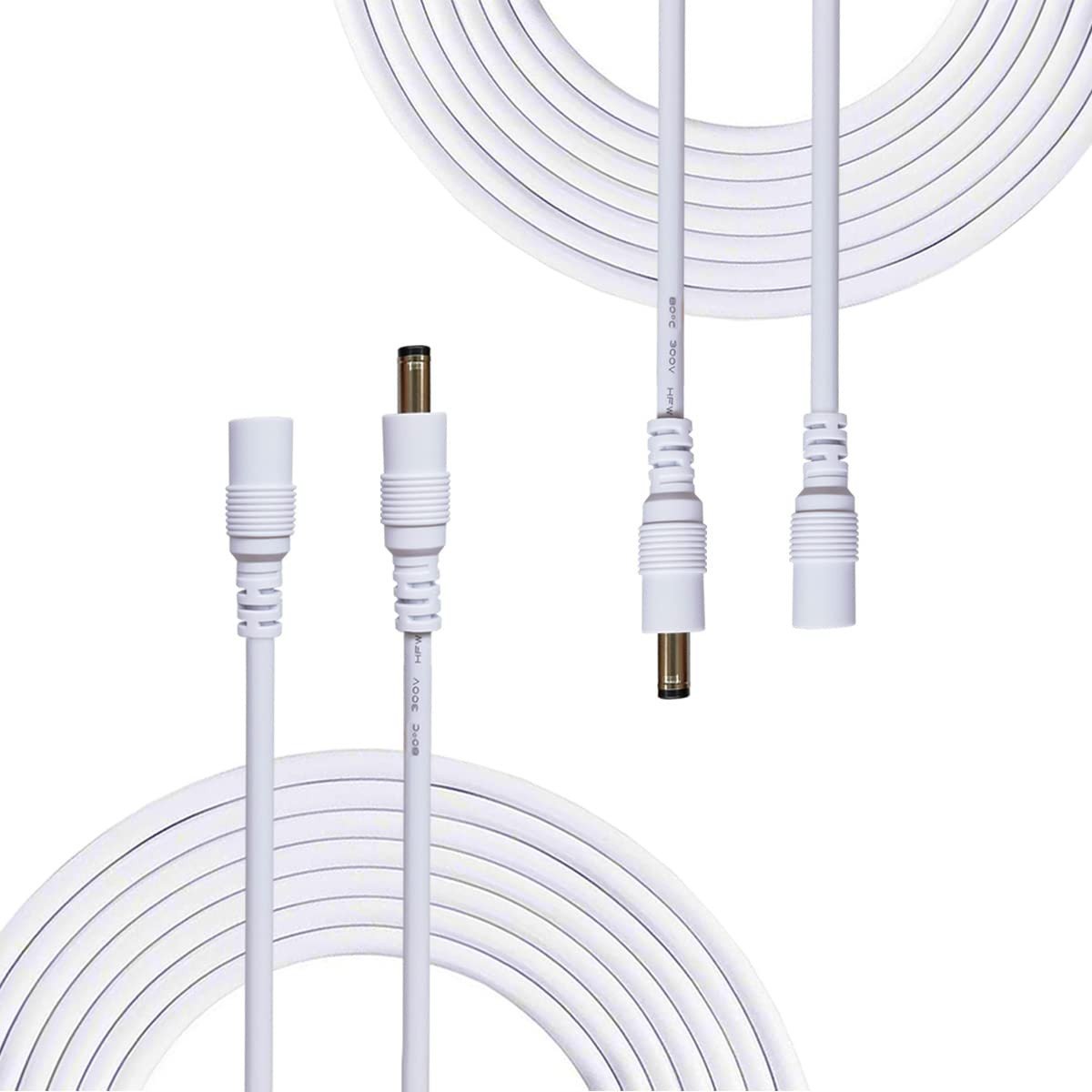 2Pcs 2M/6.56Feet DC Extension Cable, 12V DC Power Adapter Plug Extension Cord 5.