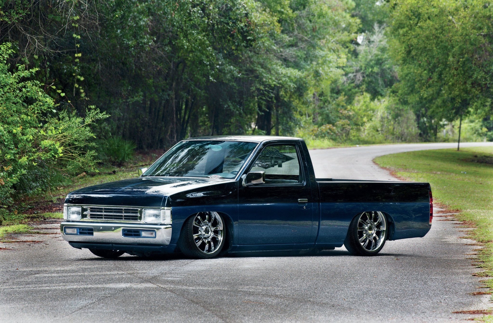 Cars 1997 nissan hardbody pickup custom tuning lowrider Desk Mat Stitched