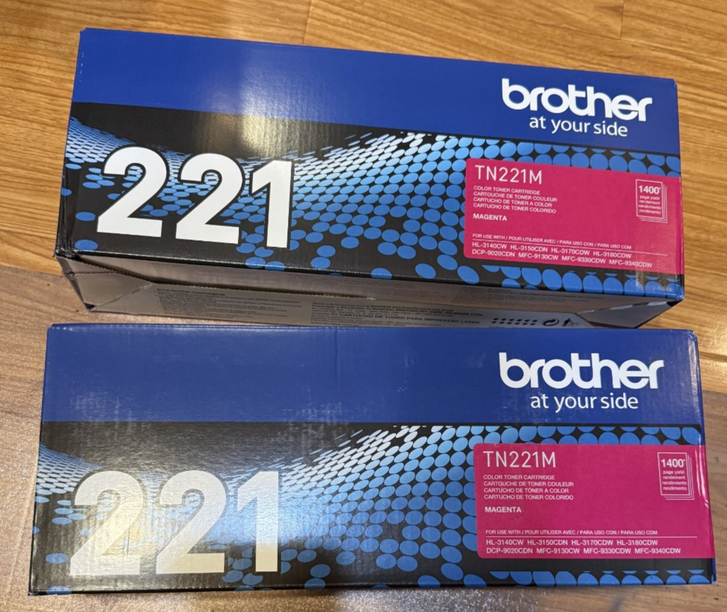 2-PACK - Brother Genuine TN221M Magenta Toner TN-221M - Sealed BOX