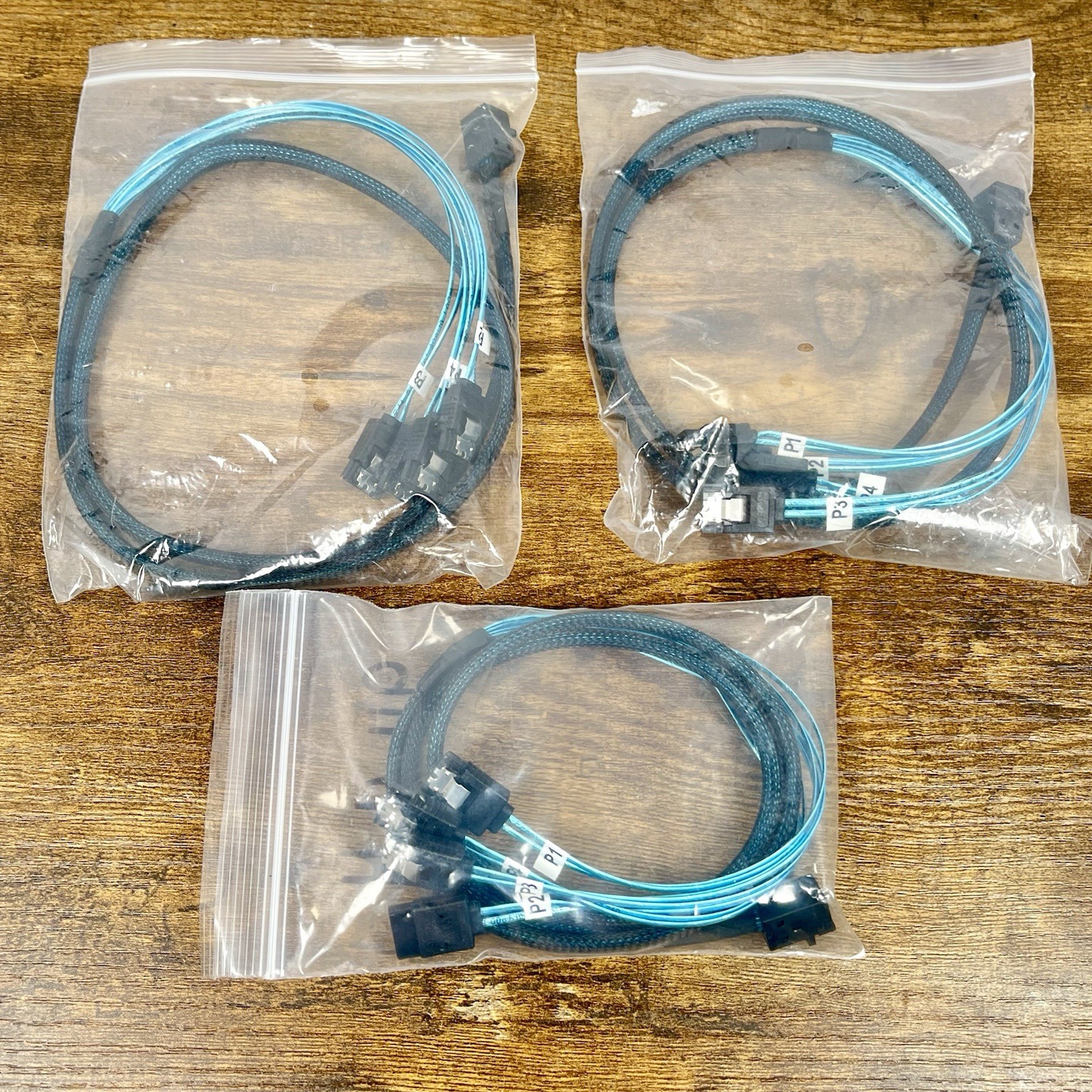 Mini SAS SFF-8087 to 4 SATA Forward Breakout Cable 3FT Server RAID HBA 3-Pack