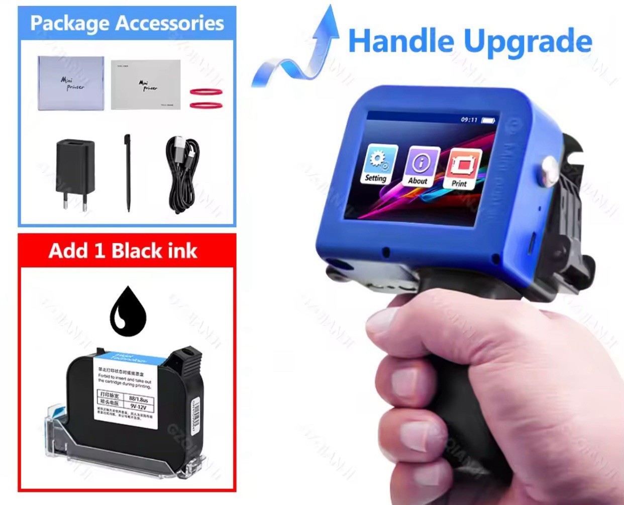 New  12.7mm Portable Printers Handheld Inkjet Printer Text QR Barcode Cloth Logo