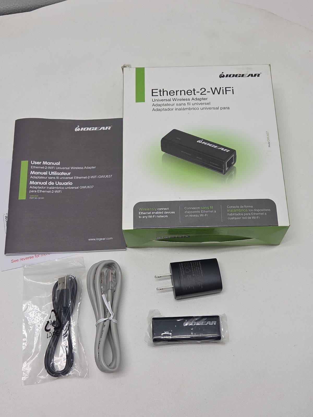 IOGEAR GWU637 Ethernet-2-WiFi Universal Wireless Adapter 300Mbps