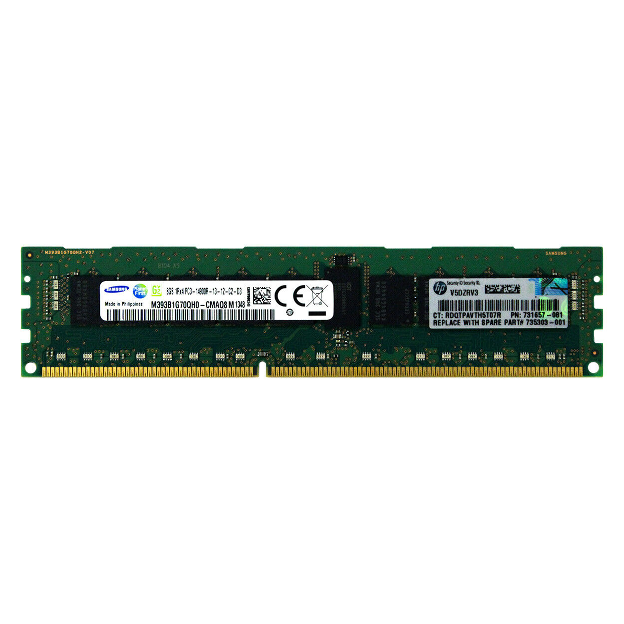 HP Genuine 8GB 1Rx4 PC3-14900R DDR3 1866MHz 1.5V ECC REG RDIMM Memory RAM 1x8G