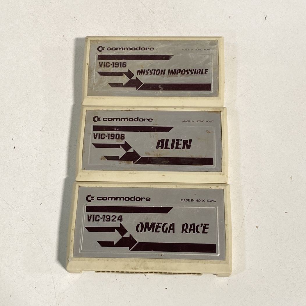 Alien Omega Race Mission Impossible 3 Game Lot Commodore VIC-20 Cartridges