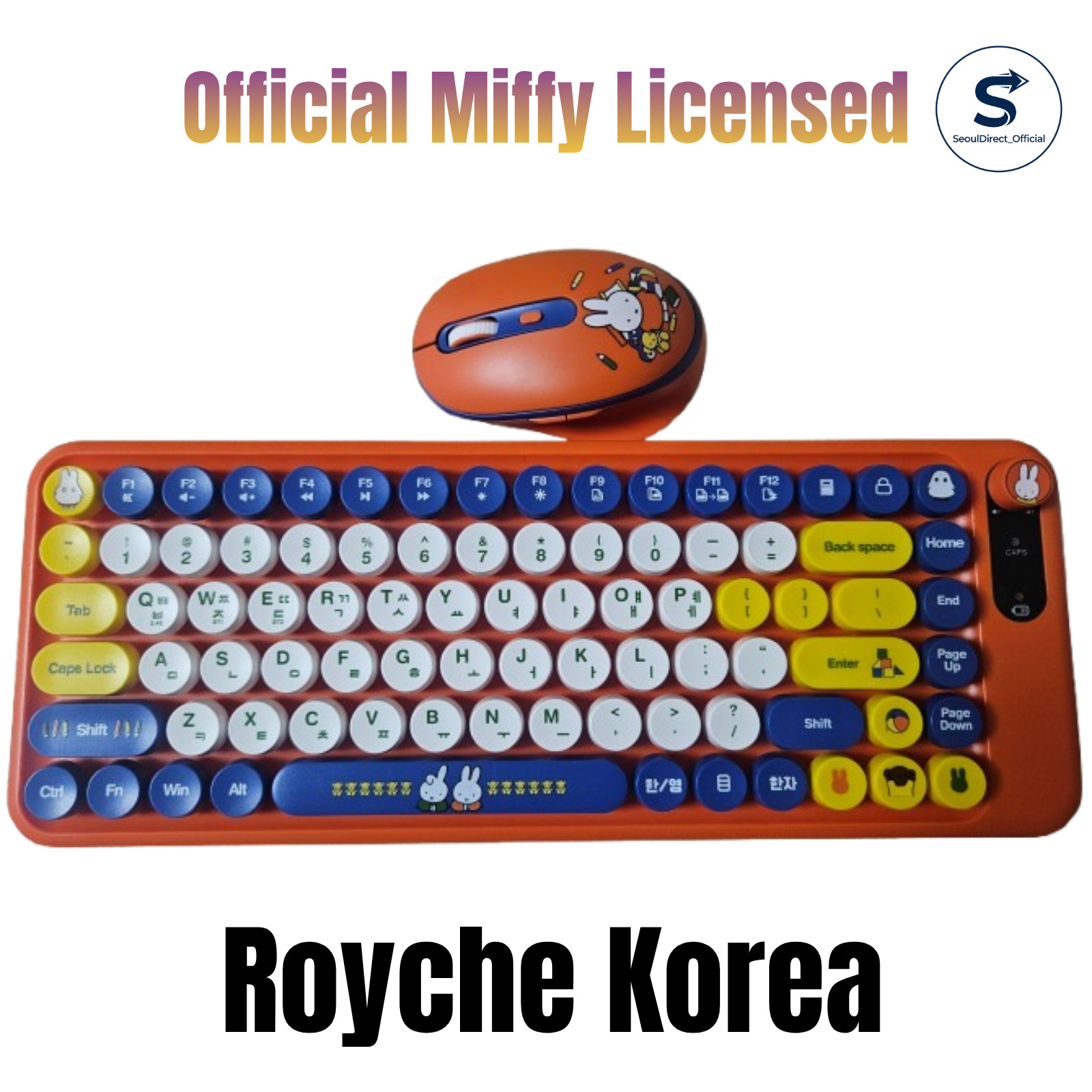 ROYCHE Miffy Official Wireless Keyboard Mouse Combo Bluetooth 5.0 Multi-Pairing
