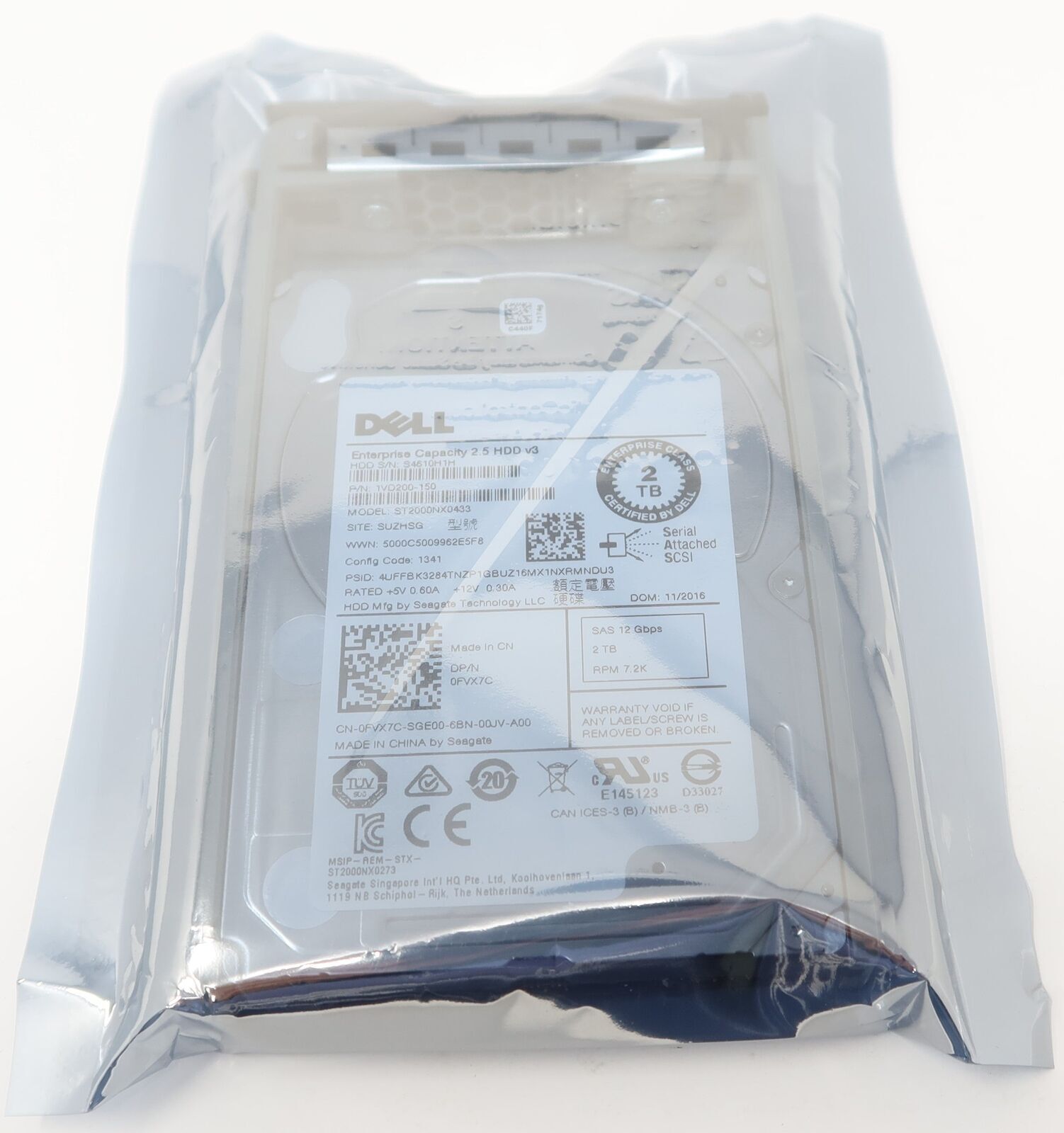 FVX7C Dell ST2000NX0433 2TB 2.5" 12G 7.2K SAS HDD R620 R630 R730 R830