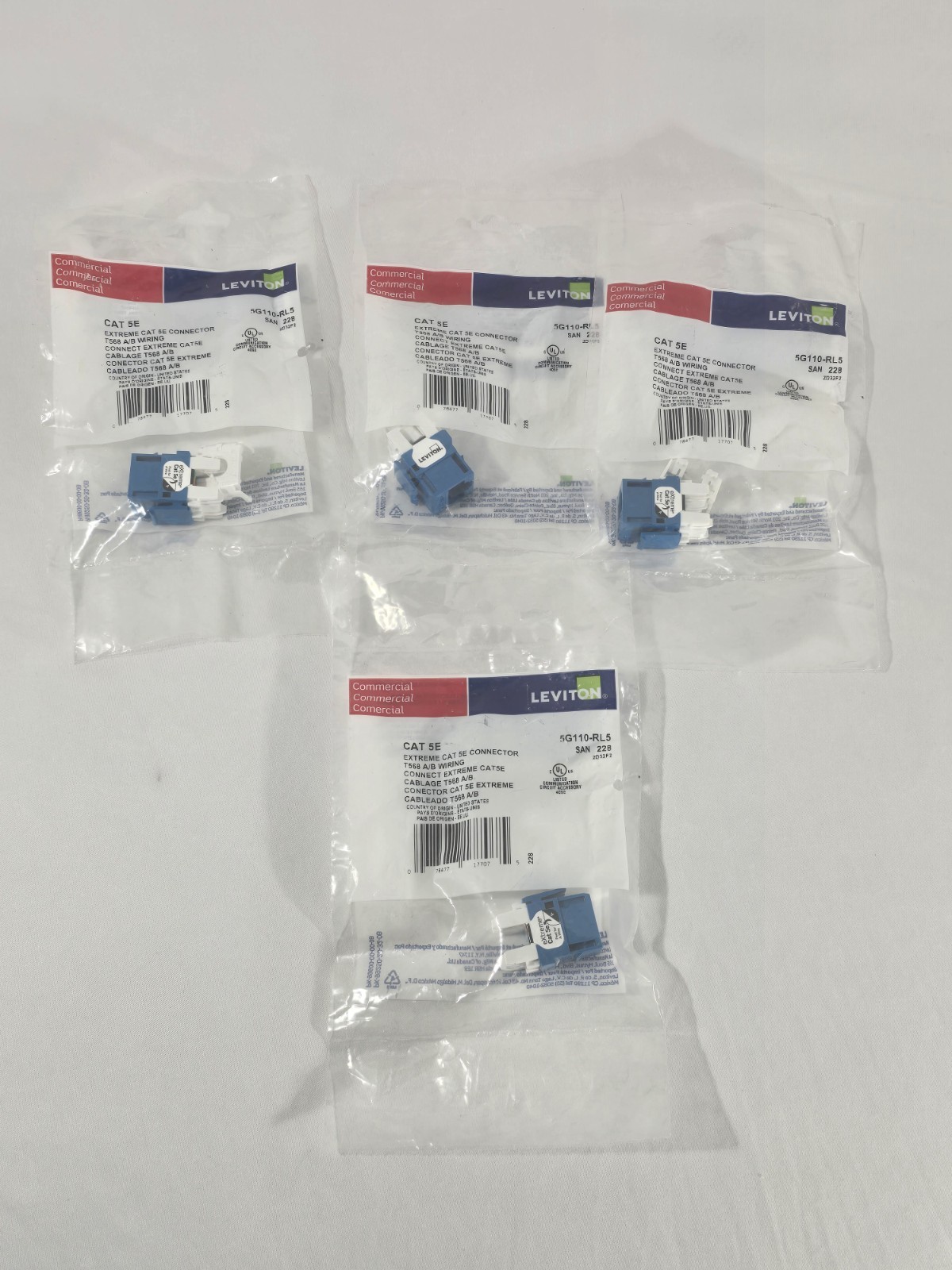 Leviton Extreme CAT 5e QuickPort Connector (model 5G110-RL5) **(4) Individual**